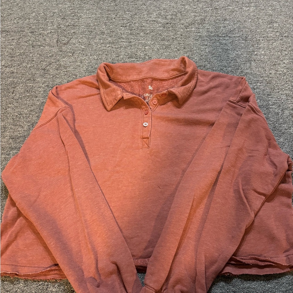 SO Warm Long Sleeve Lounge Life Polo Crop Top